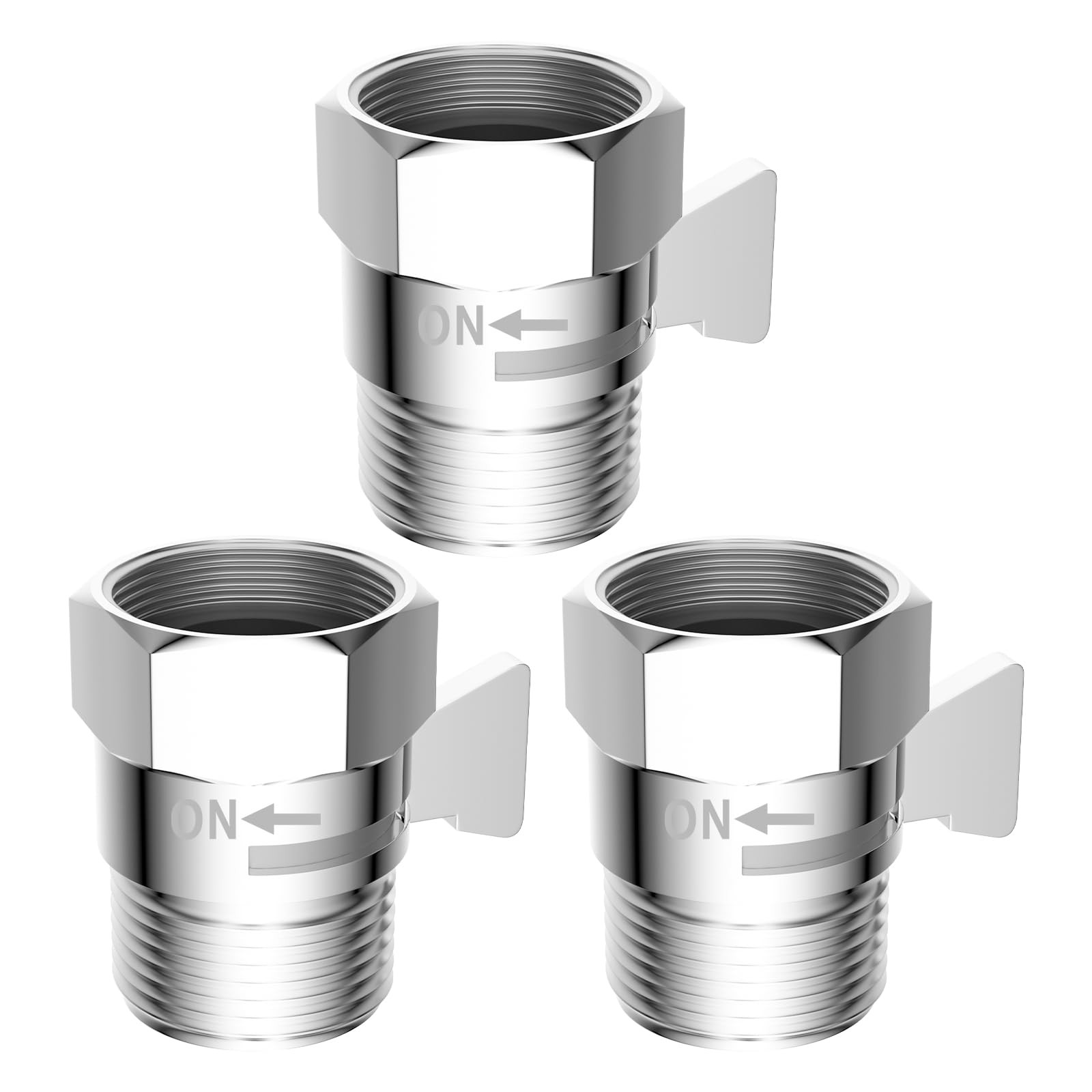Hibbent All Metal 3 Pack Shower Head Flow Control Valve, 0.5 Inch, Sliver