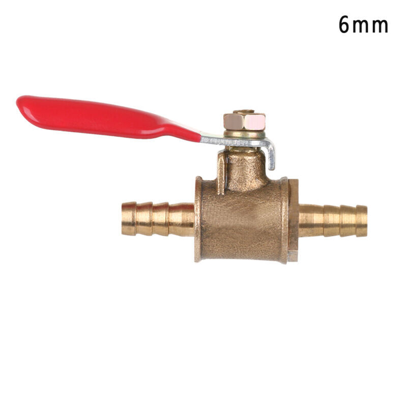 6/8/10/12mm Hose Barb Inline Water/Air Gas Fuel Line Shut-off Brass Ball Valve