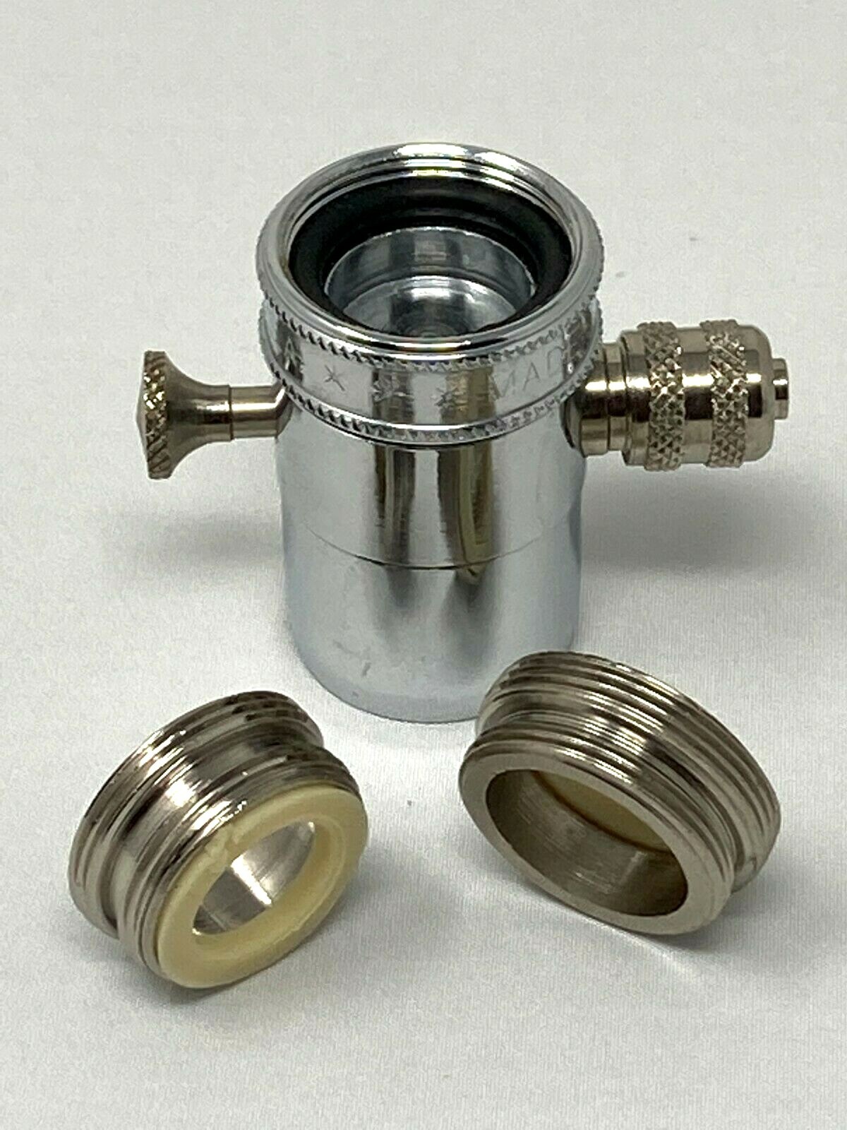 Faucet Adapter Diverter Valve, chrome 1/4″, compression, made in USA, 2 adapters