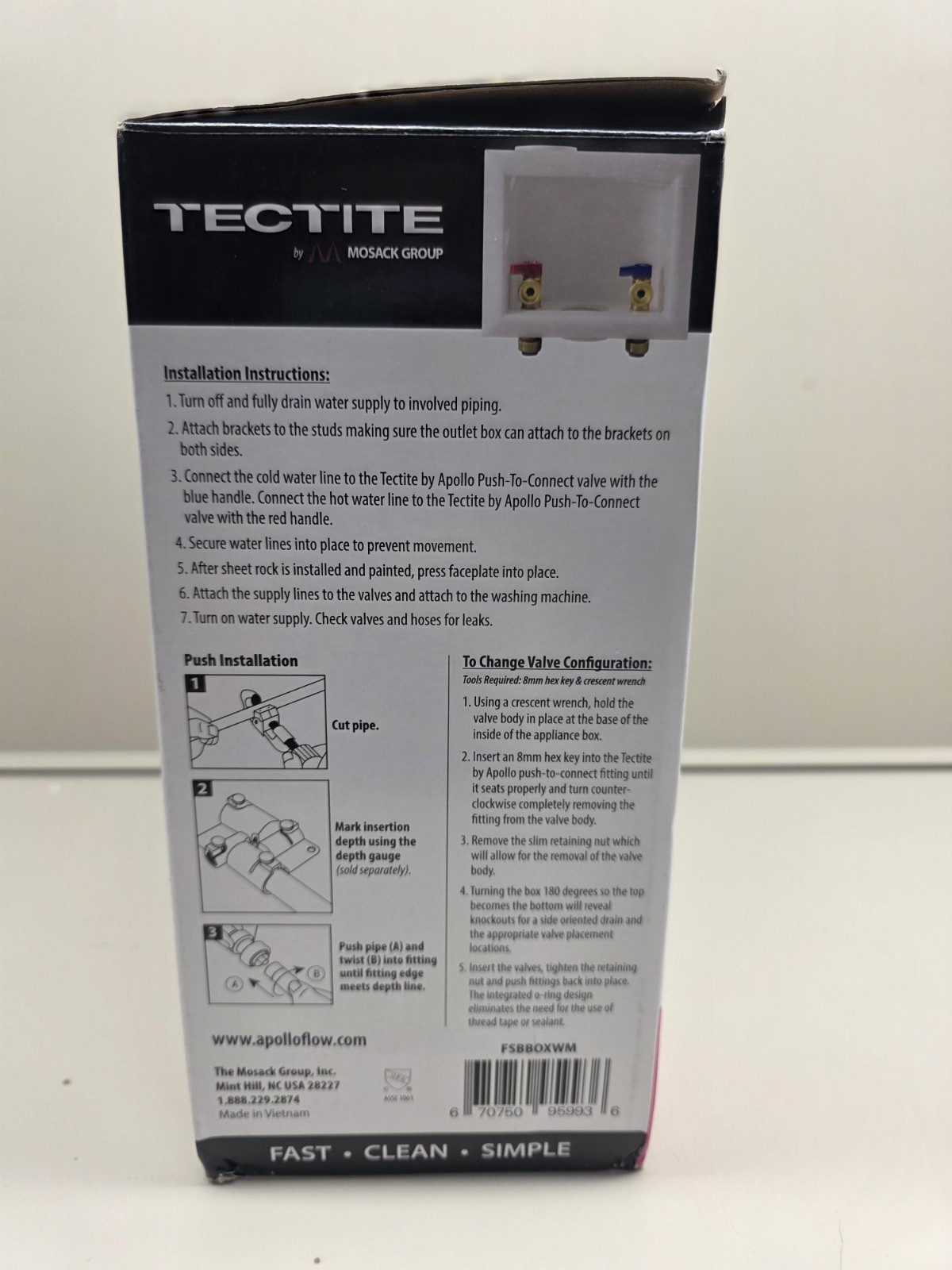 NEW Tectite 1/2″ Brass PTC Washing Machine Outlet Box, Model# FSBBOXWM