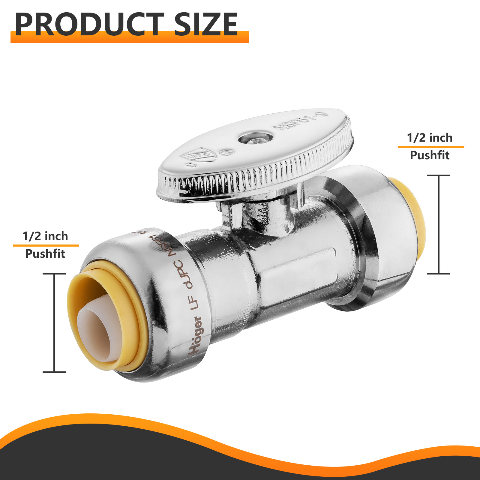 EFIELD 1/2″ Push x 1/2″ Chrome With Clip 1/4 Turn Straight Stop Push-Fit Valves