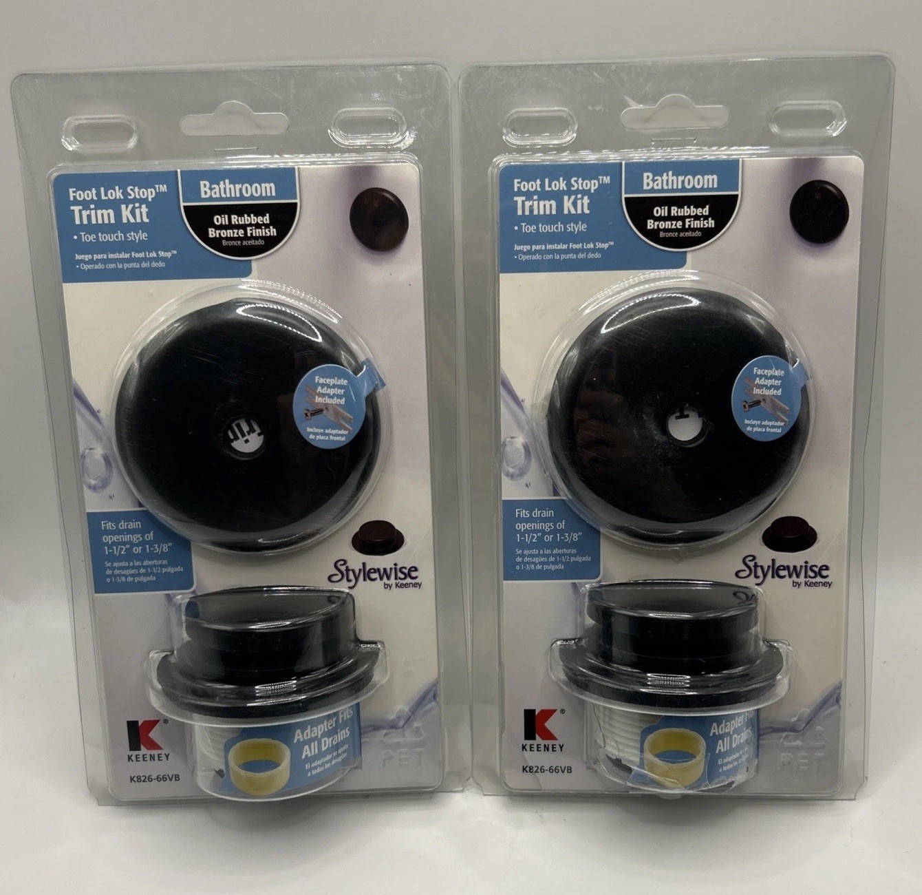 2, Keeney Foot Lok Trim Kit Tub Drain Oil Rubbed Bronze Finish 1.5″ K826-66VB