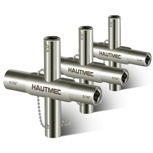 4 Way Sillcock Water Key, 1/4″, 9/32″, 5/16″, 11/32″ Steel Multi-Function Uti…