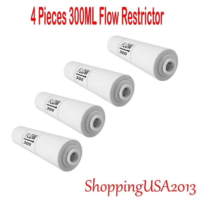 4 Pcs 300 cc ML Flow Restrictor Push In Quick Connect Unter Sink RO Water Filter