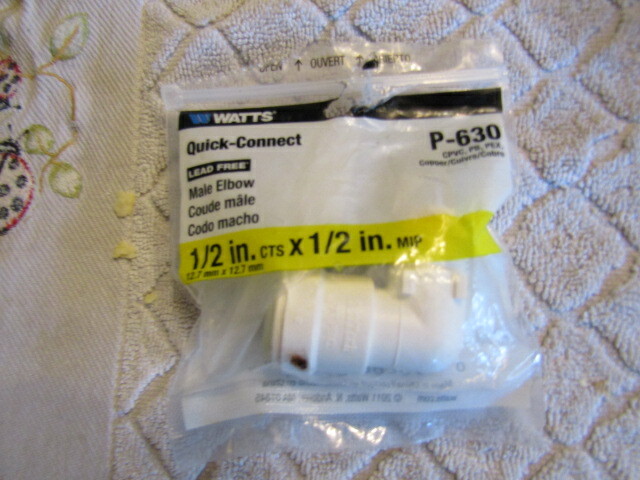 Watts Quick Connect Plastic Male Elbow 1/2″ CTS x 1/2″ MIP P-630 New Stock