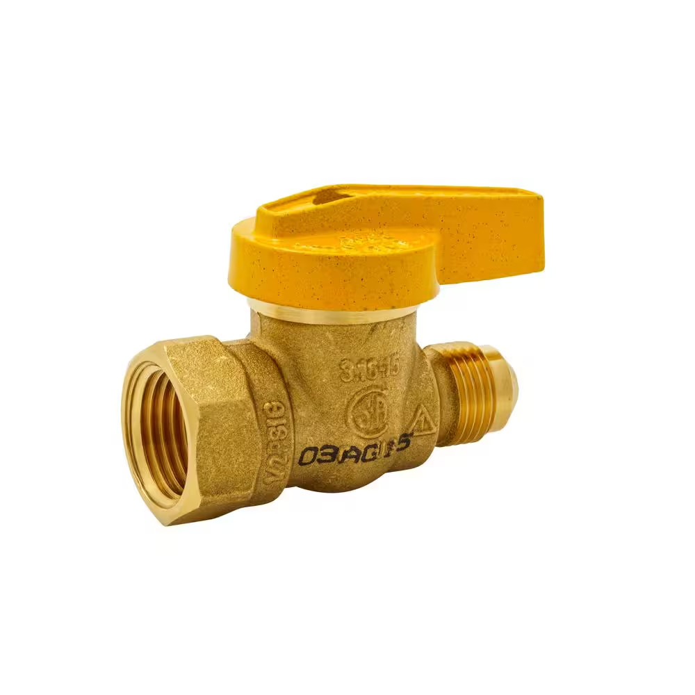 3/8 In. X 1/2 In. Brass FL X FPT 1-Piece Gas Valve