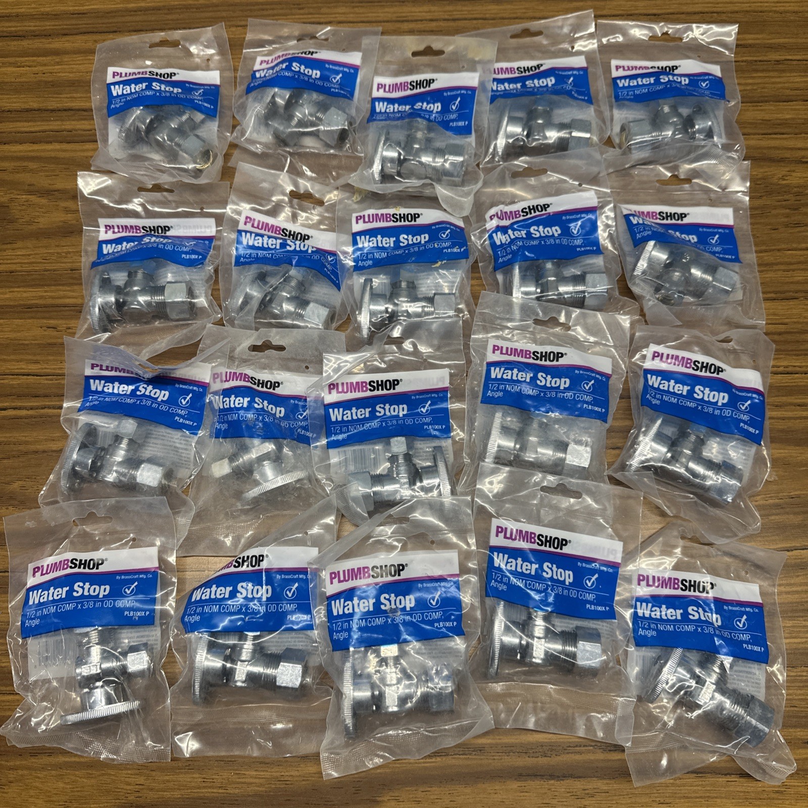 NEW! 20 Pk 1/4 Turn Angle Water Stop Shut Off Ball Valve 1/2″ Nom Comp x 3/8″ OD