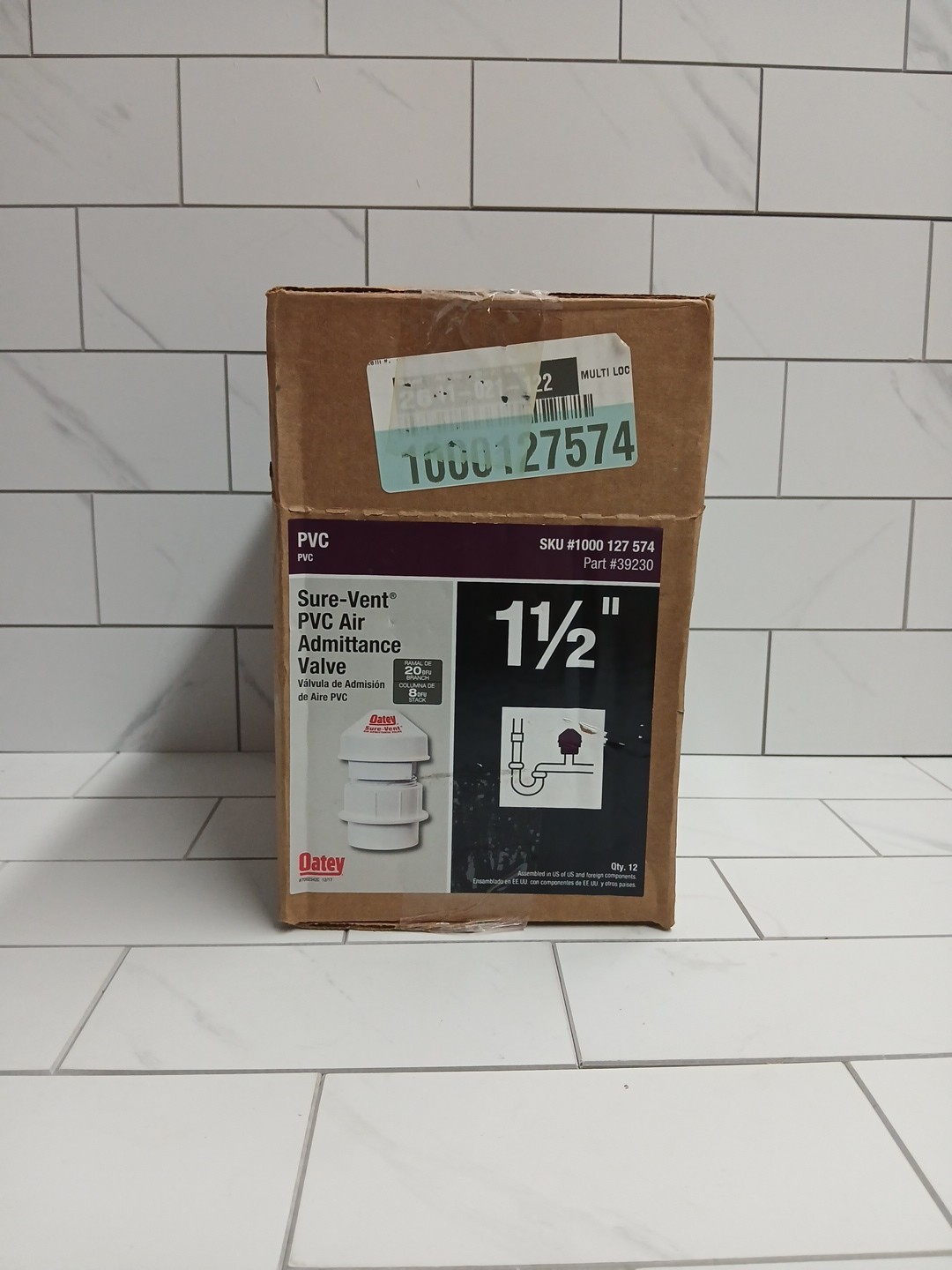 12pk Oatey 39230 Sure-Vent Air Admittance Valve PVC 1-1/2 New