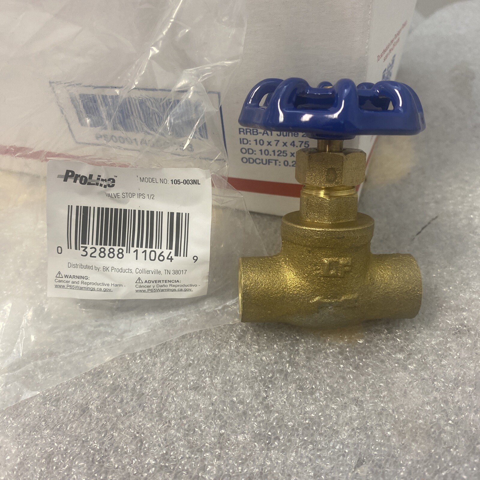 Cast-Brass LF Compression Sweat Stop Valve No 105-003NL, BK Industries BLUE