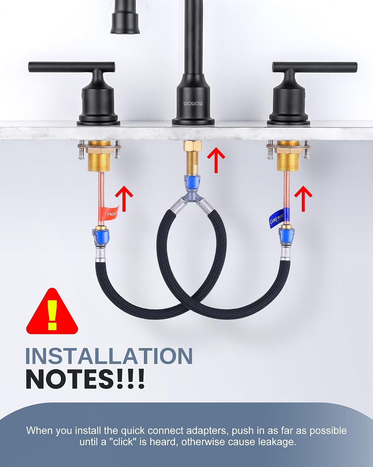 WOWOW Quick Connect Hose Hot and Cold Supply Hoses for Bathroom Faucet