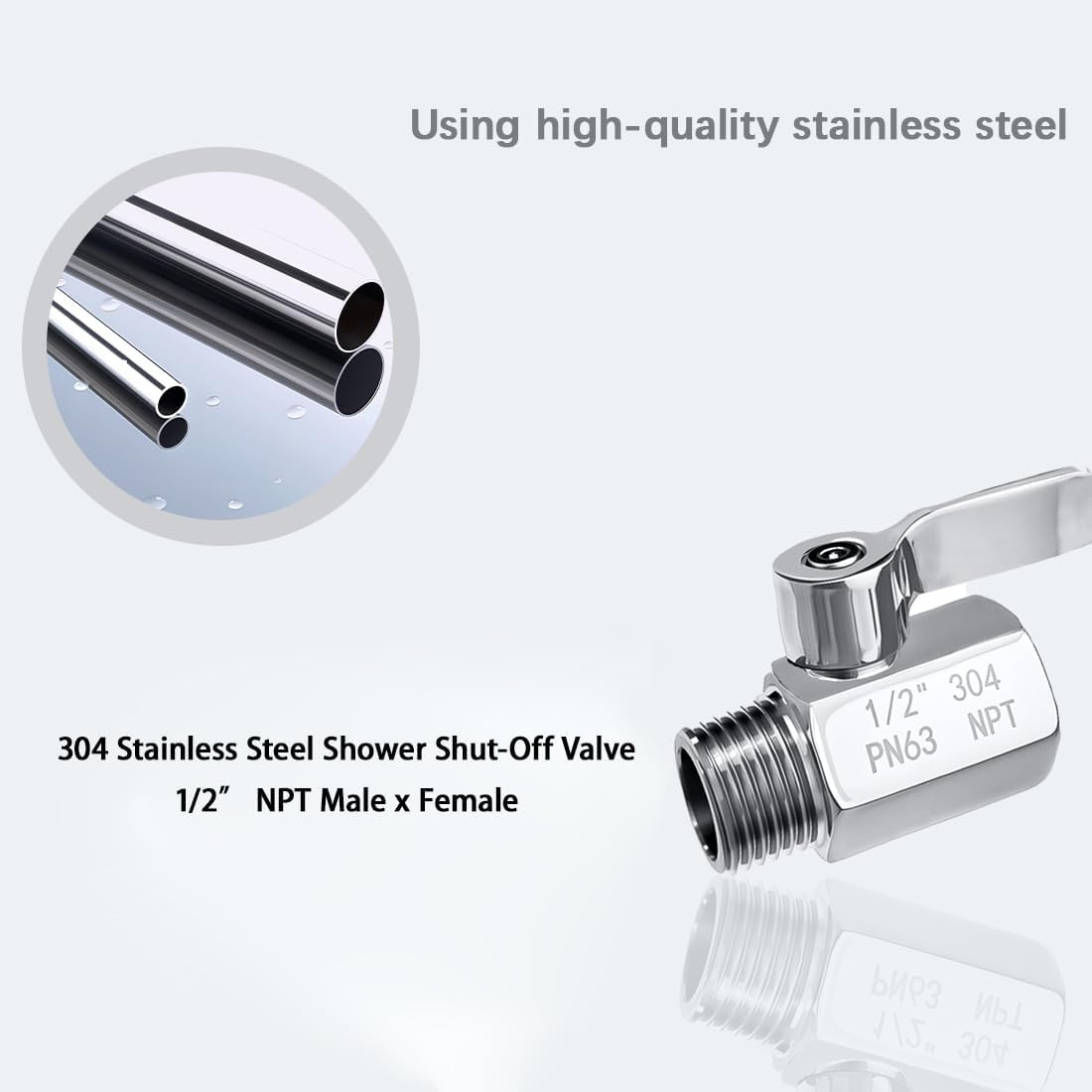 Shower Head Shut Off Valve Stainless Steel Mini Ball Valve NPT Water Control