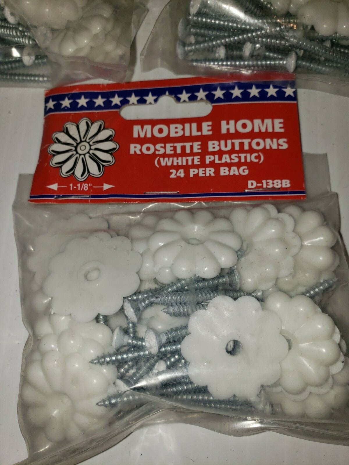 Lot of 3 packs (24 Count)  United States Hardware White Rosette  D-138B 