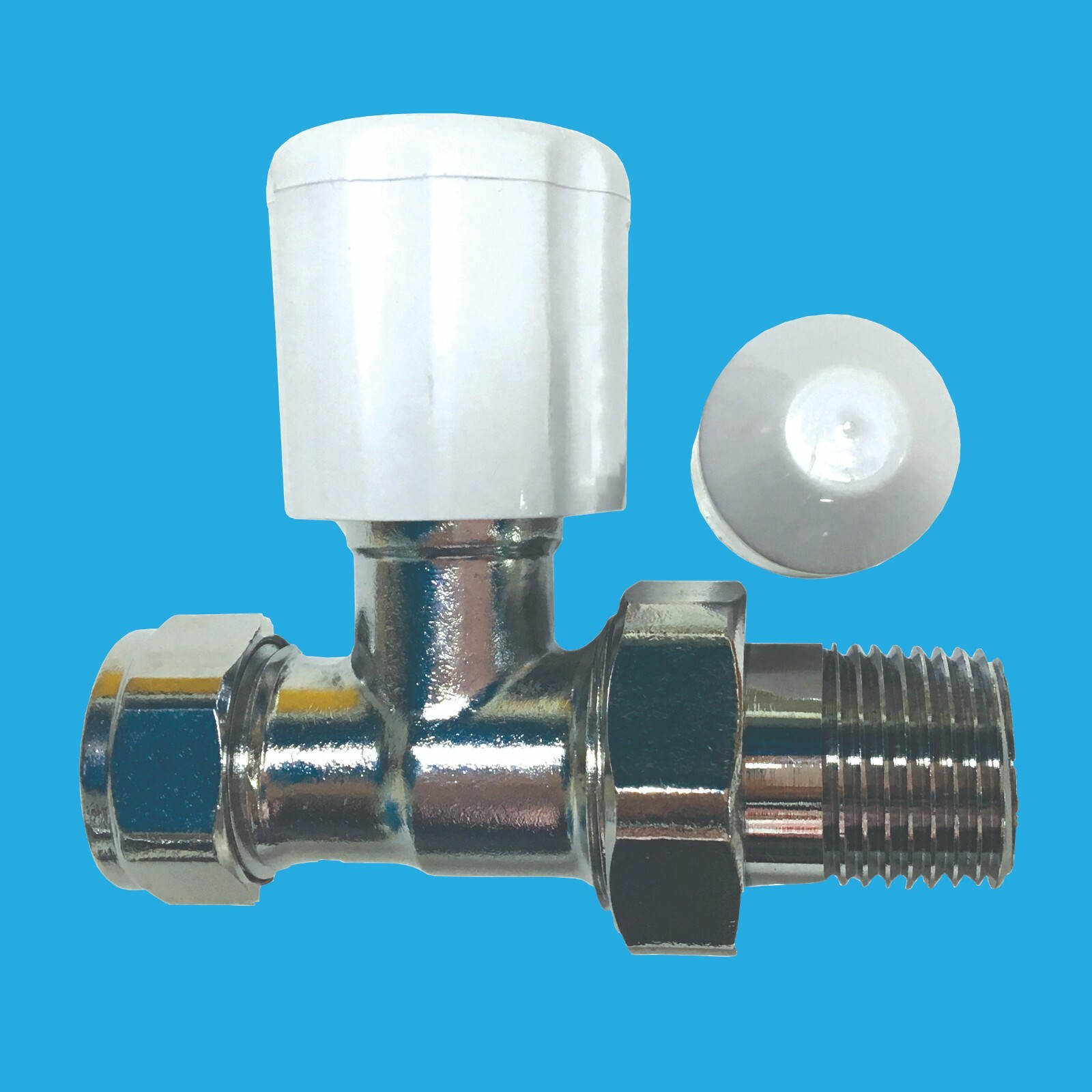 15mm Chrome-Plated Inline Radiator Valve Heated Towel Rail Straight Bathroom
