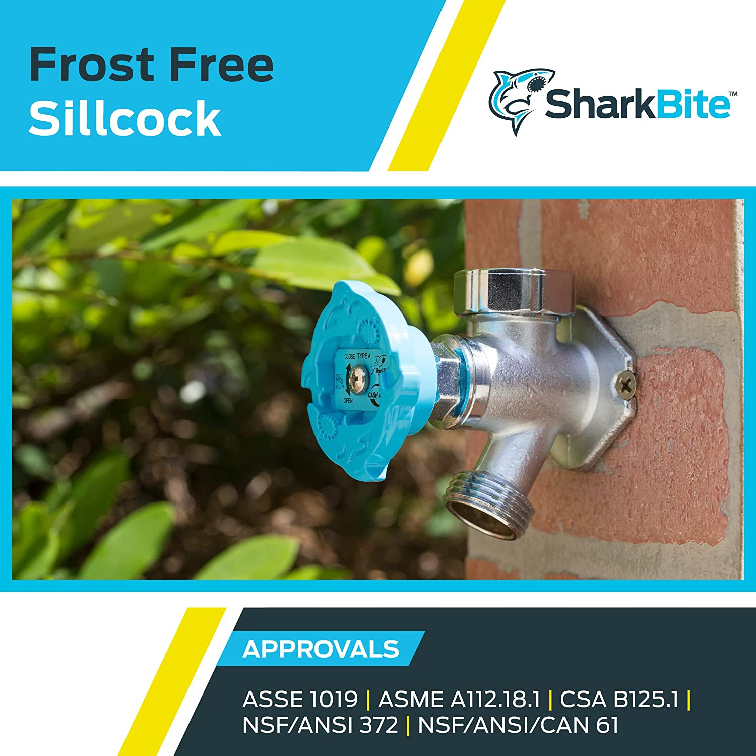 6 Inch Frost Free Sillcock, 1/2 X 3/4 Inch MHT, Push to Connect Brass Plumbing F