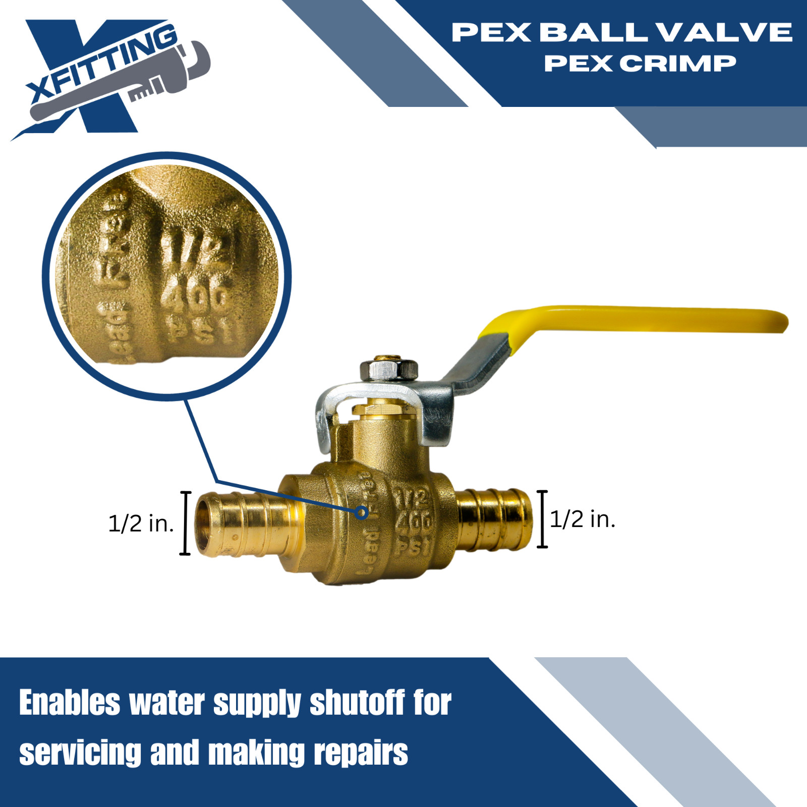 5 PIECES 1/2″ PEX SHUT OFF BALL VALVE , PEX B, FULL PORT, LEAD-FREE BRASS