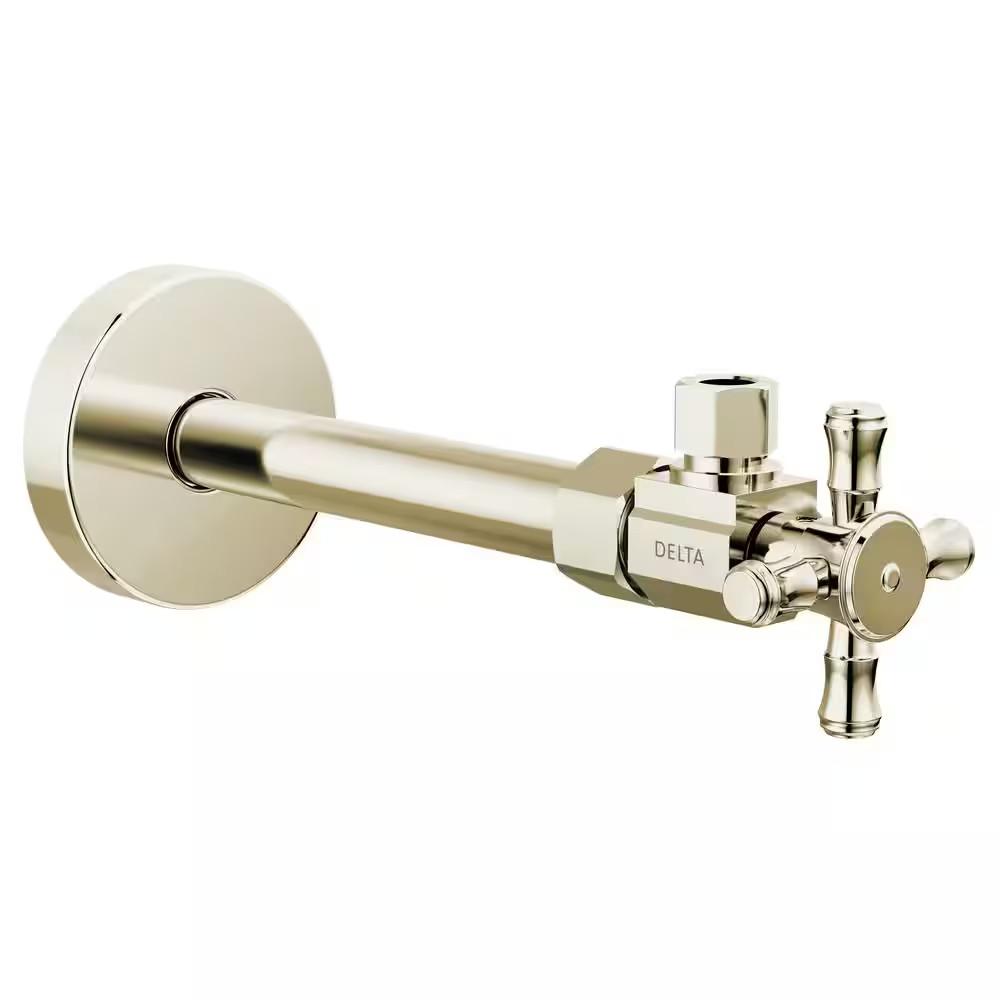 1/2 In. X 7.81 In. L Polished Nickel Brass Angled Supply Stop Valve