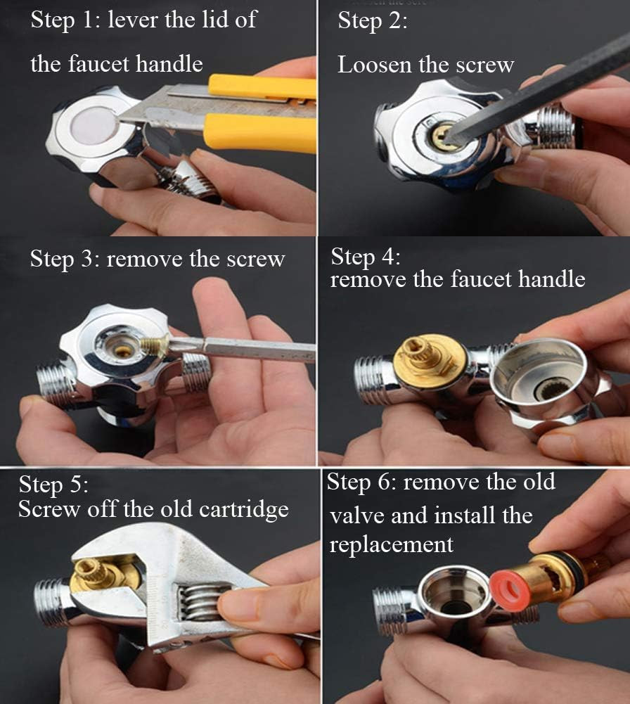 Replacement Brass Ceramic Disc Stem Cartridge Faucet Valve Quarter Turn 1/2″ X 5