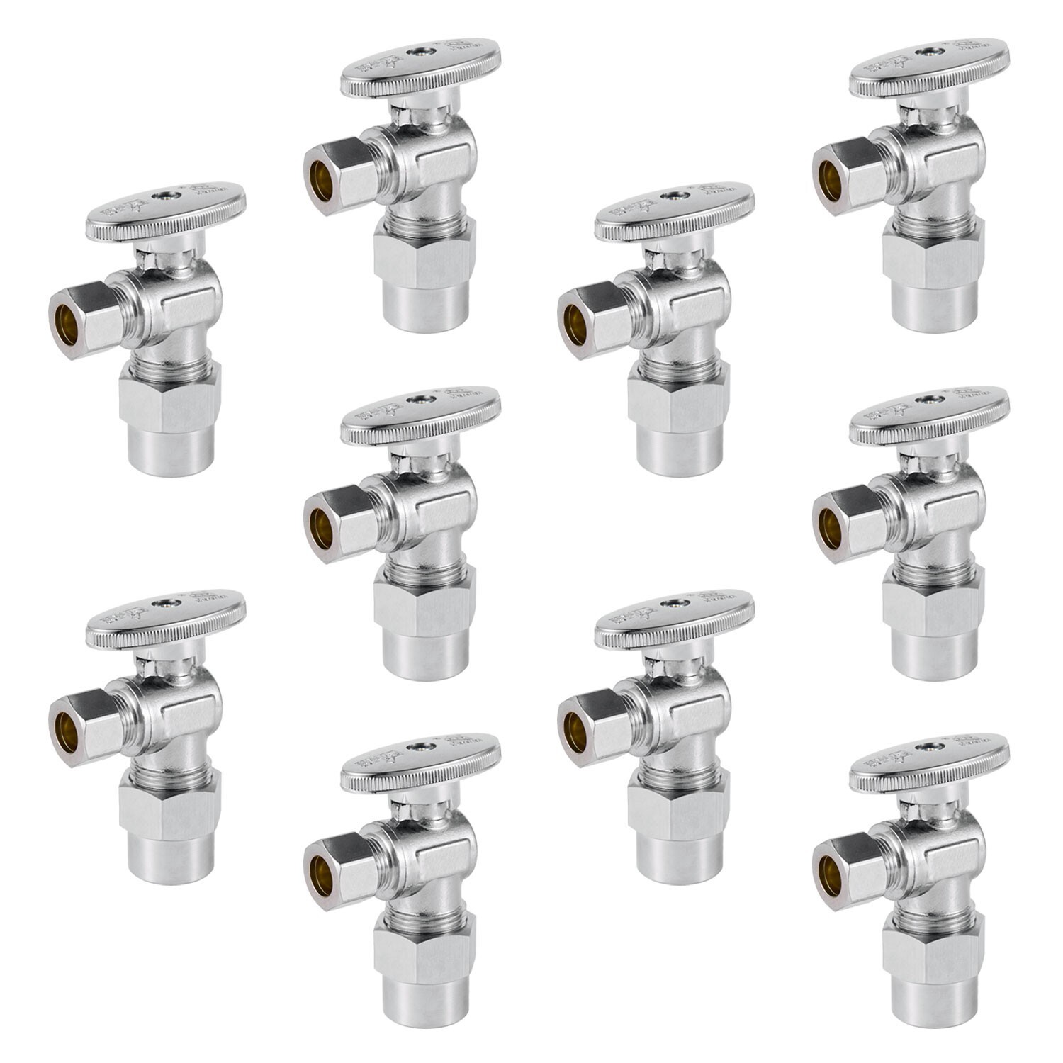 EFIELD 10PCS 1/2″ CPVC X 3/8″ OD 1/4TURN COMPRESSION ANGLE STOP VALVE