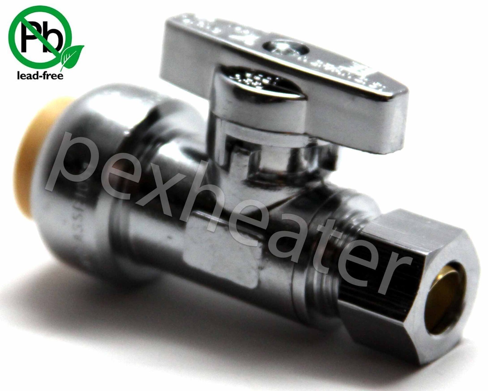 (1) 1/2″ PUSH FIT X 3/8″ OD SHARKBITE STYLE STRAIGHT STOP VALVE 1/4 TURN LF