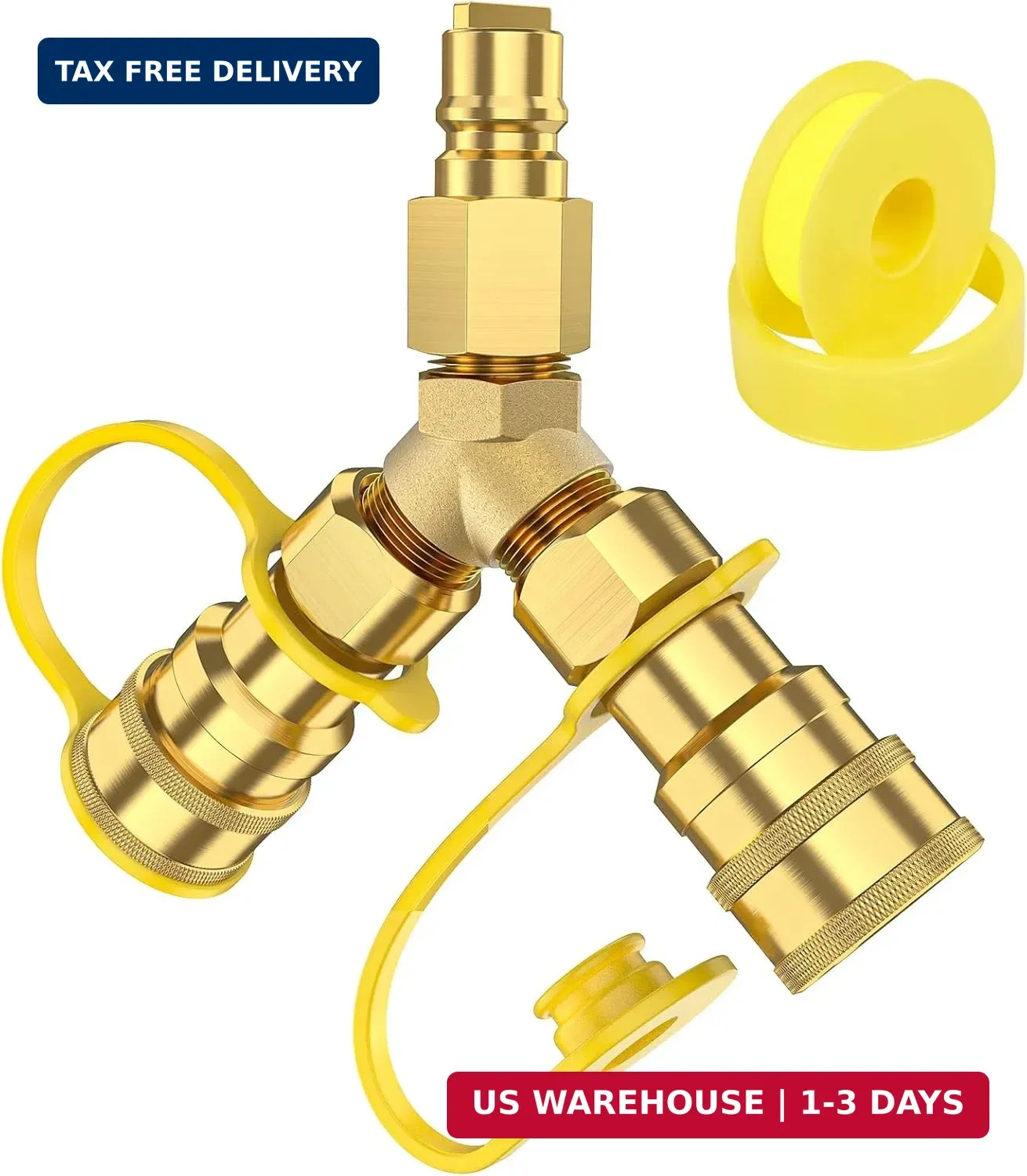 3/8 inch Natural Gas Y Splitter, 2-Way Natural Gas Quick Connect Fittings with S
