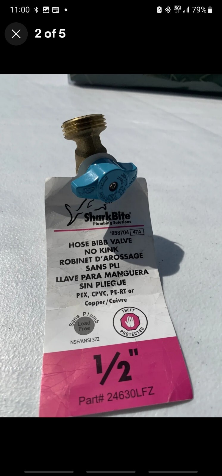 SharkBite 24630LF Quarter Turn No-Kink Hose Bibb 1/2 x 3/4 MHT Dia. in.