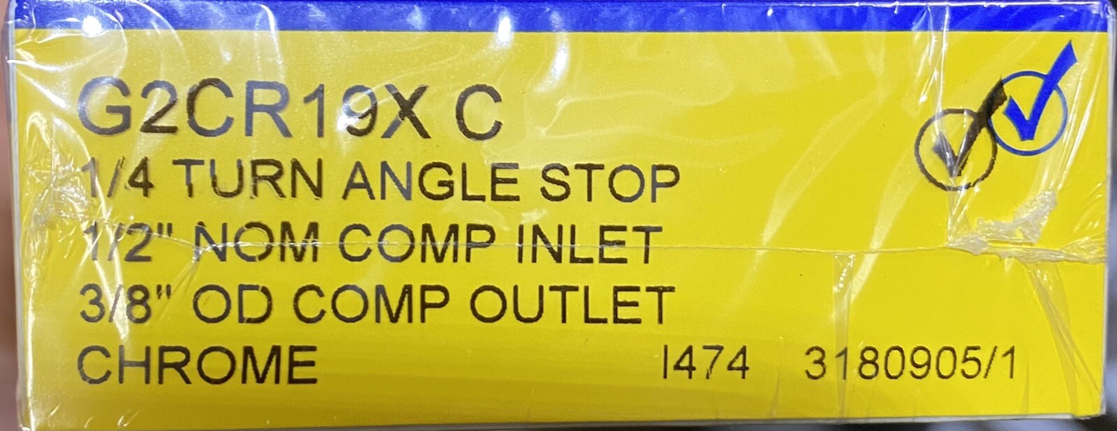 1 Angle Stop Valve Lead Free BrassCraft 1/4-Turn 1/2 X 3/8