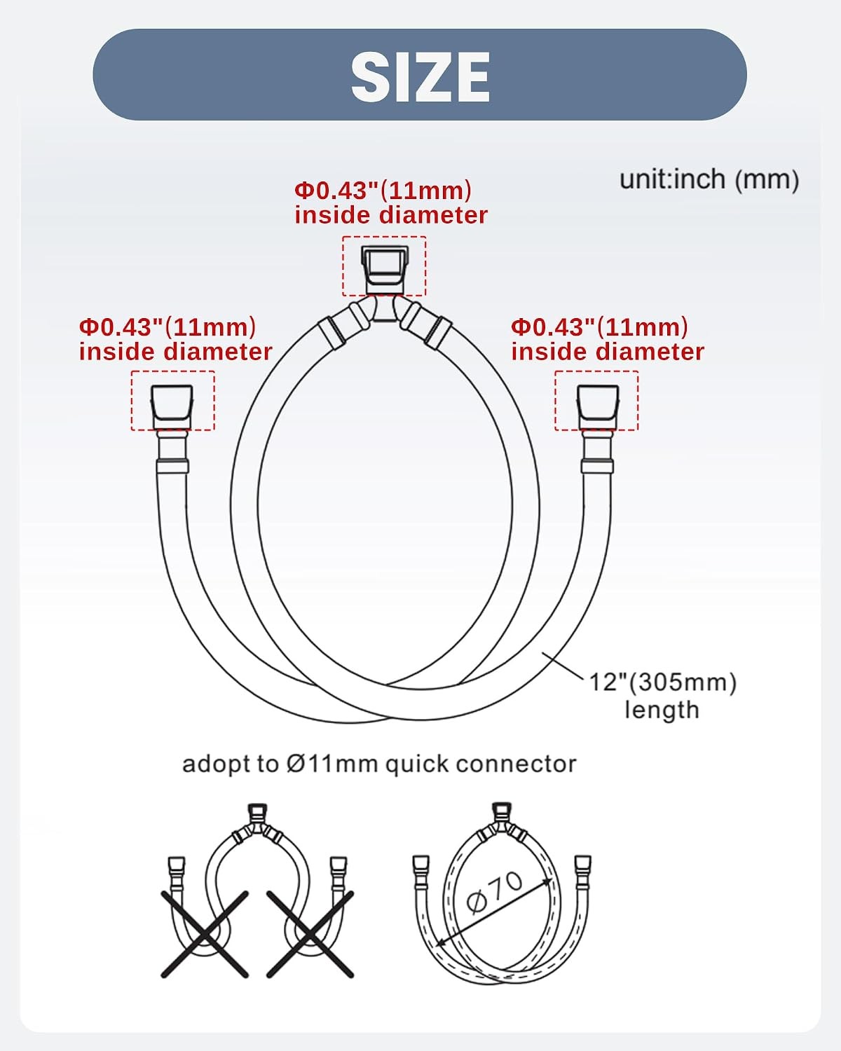WOWOW Quick Connect Hose Hot and Cold Supply Hoses for Bathroom Faucet