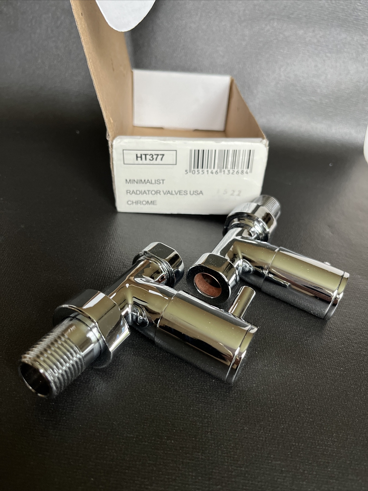 2 Minimalist Chrome Manual Straight Radiator Valves USA H plumbing 1/2” Pipes