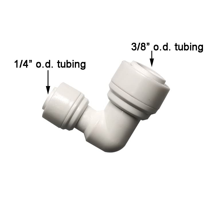 1/4″ Tube to 3/8″ Tube push fit elbow quick connect for RO water system 10, L…