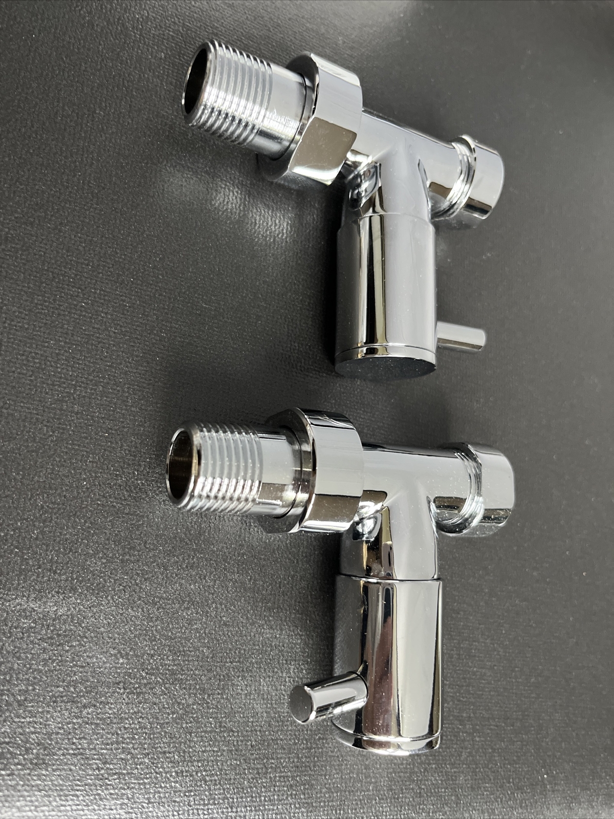 2 Minimalist Chrome Manual Straight Radiator Valves USA H plumbing 1/2” Pipes