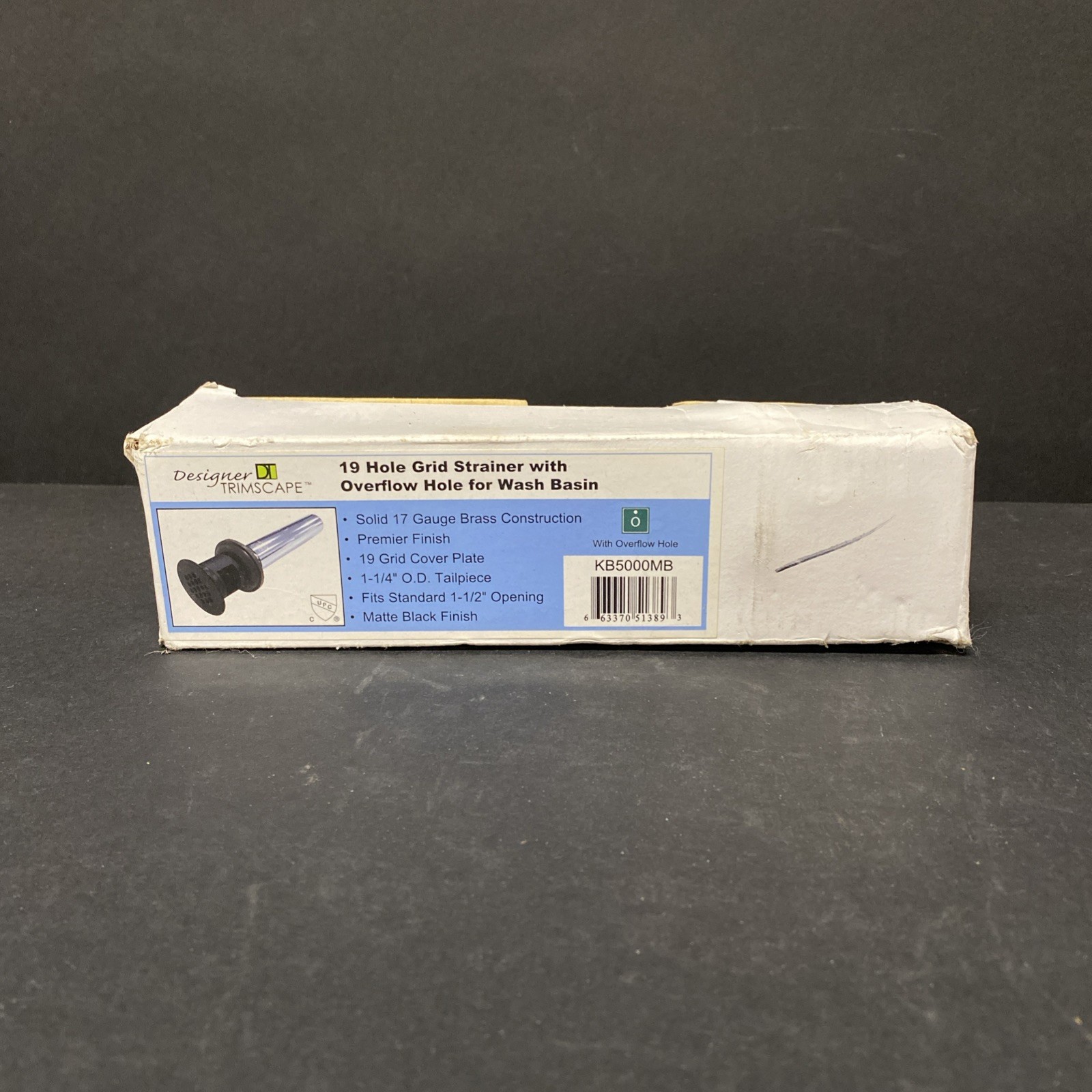 Kingston Brass KB5000MB 19-Hole Grid Drain with Overflow 17 Gauge Matte Black Z3