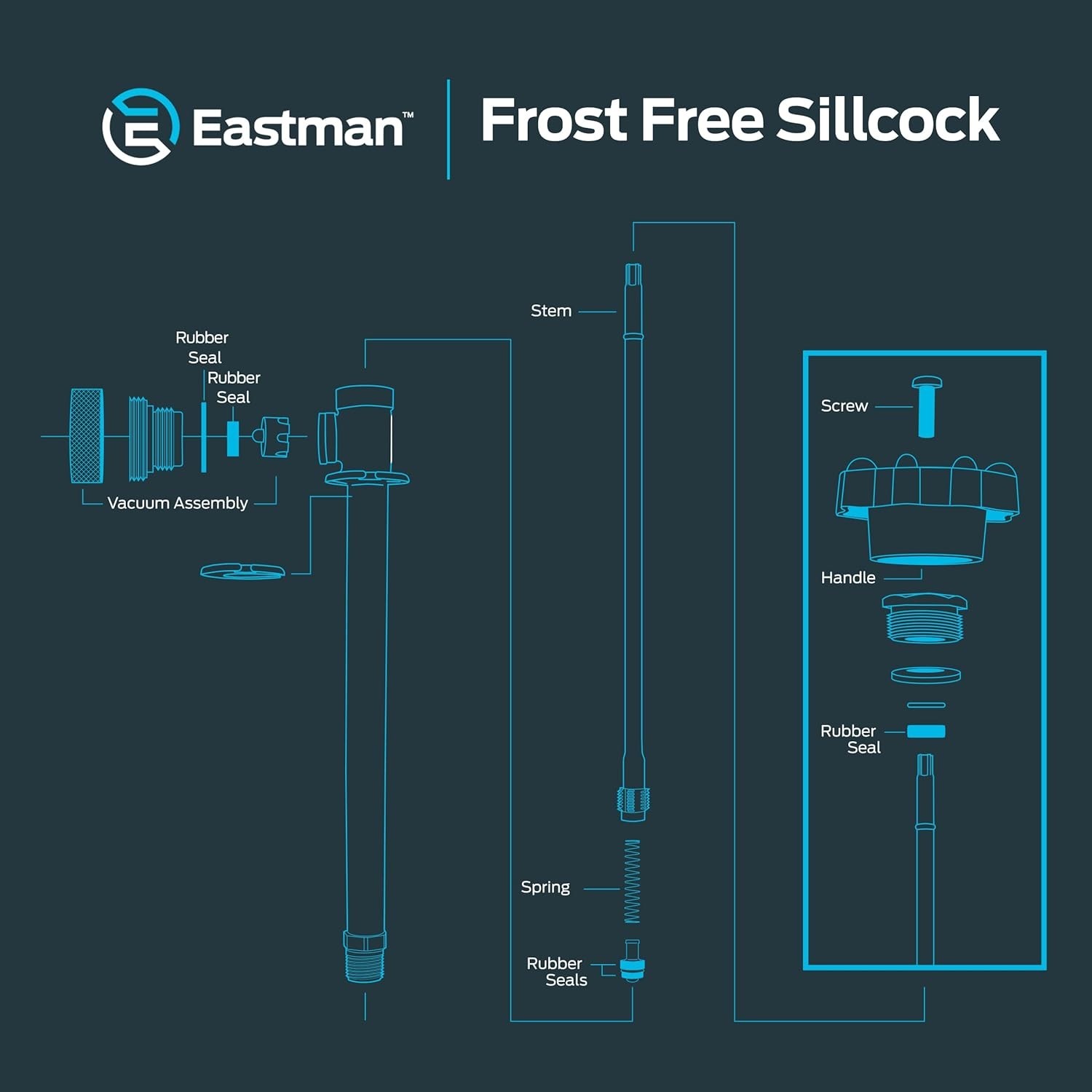 4 Inch Frost Free Sillcock, 1/2 Inch MIP x 1/2 Inch Sweat, Blue, 80219