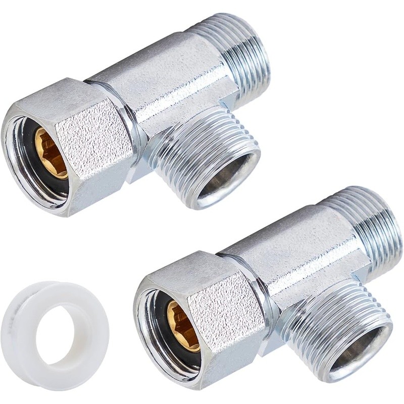 Lead Free Brass Compression Tee Valve 2 Pack W/ Sealing Tape Water Supply New
