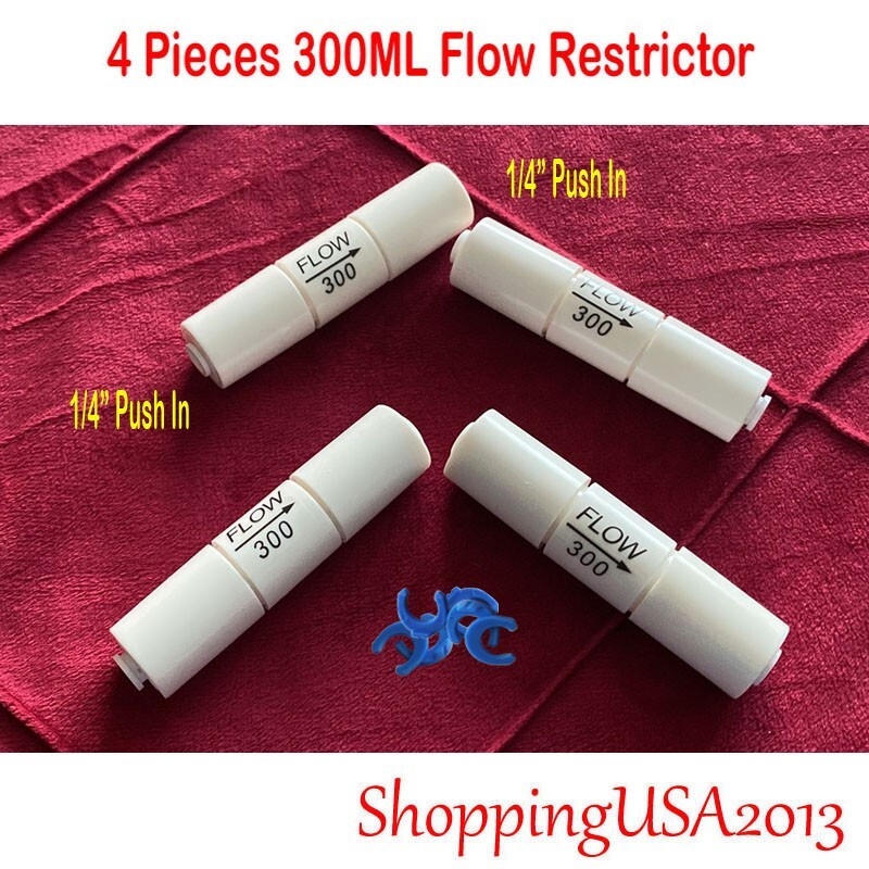 4 Pcs 300 cc ML Flow Restrictor Push In Quick Connect Unter Sink RO Water Filter