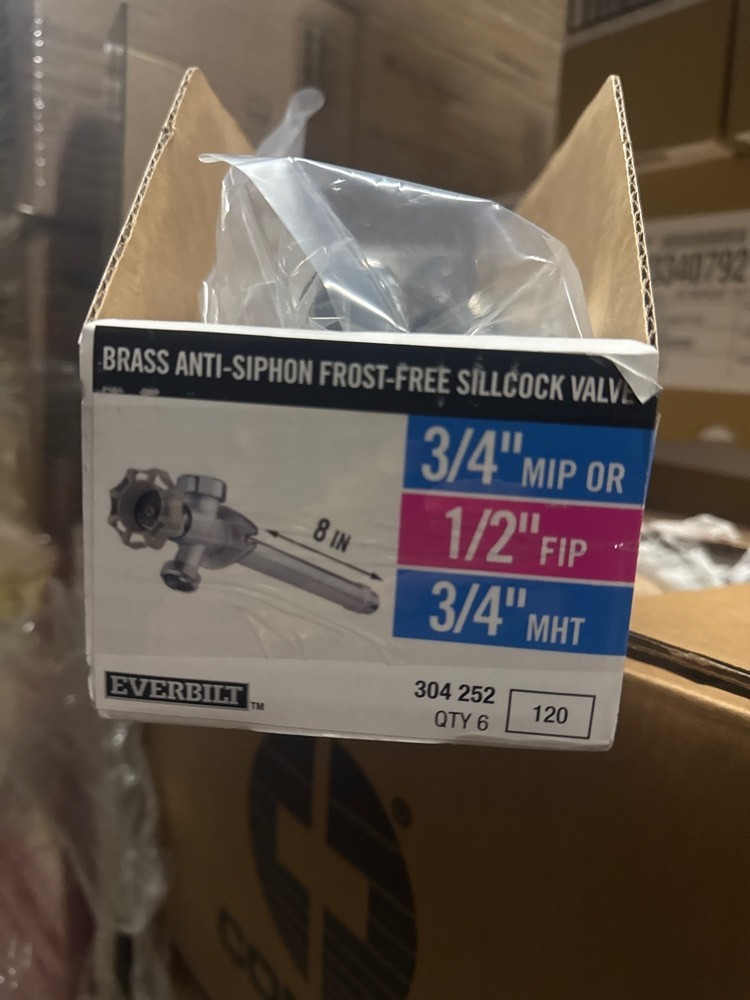 Lot 6 Everbilt 1/2 in x 8 in Brass Anti-Siphon Frost Free Sillcock Valve