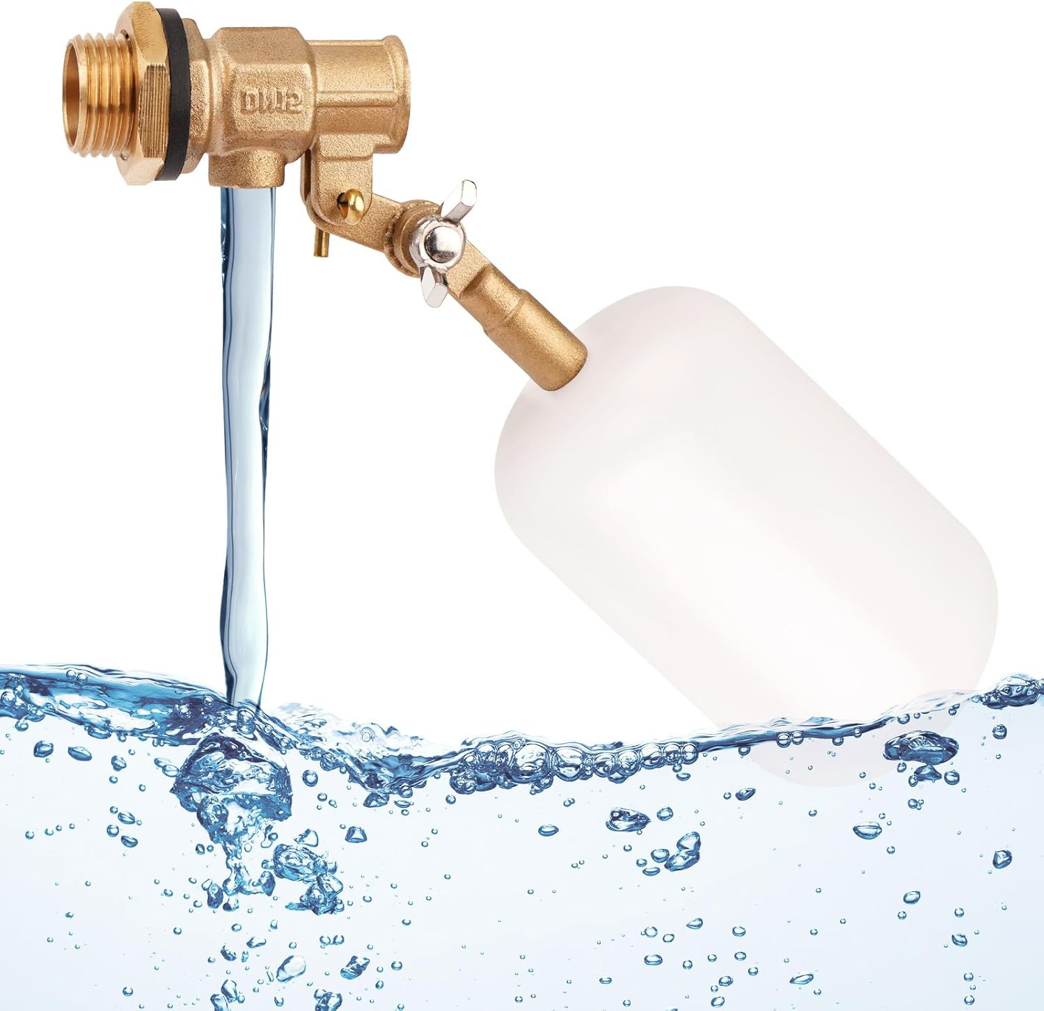 Válvula de flotador de 1/2 pulgada, válvula de flotador de agua de latón con bra