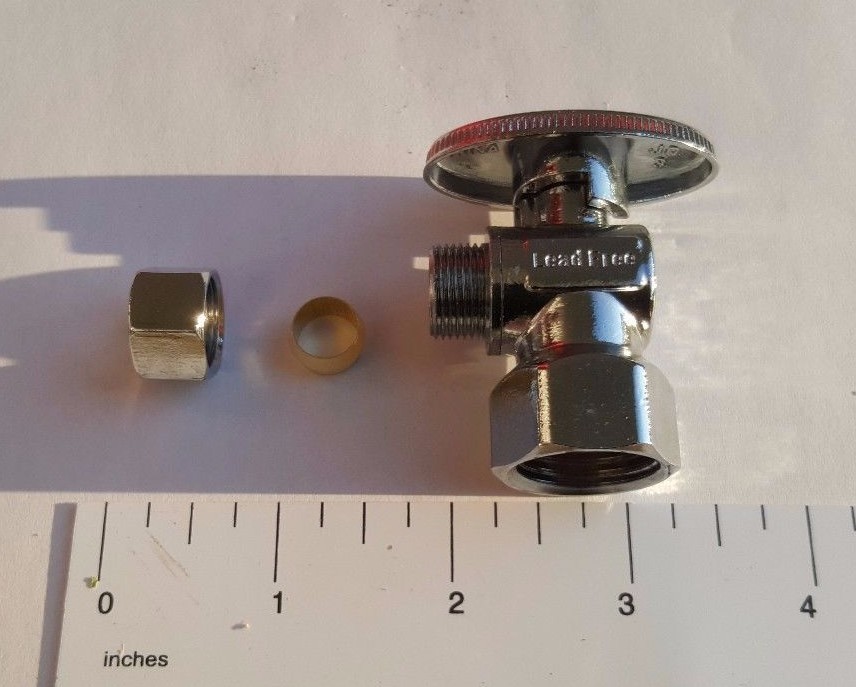 5 Pcs. 3/8″ OD Compression X 1/2″ Female Angle Valve, 1/4 Turn, Lead Free Brass