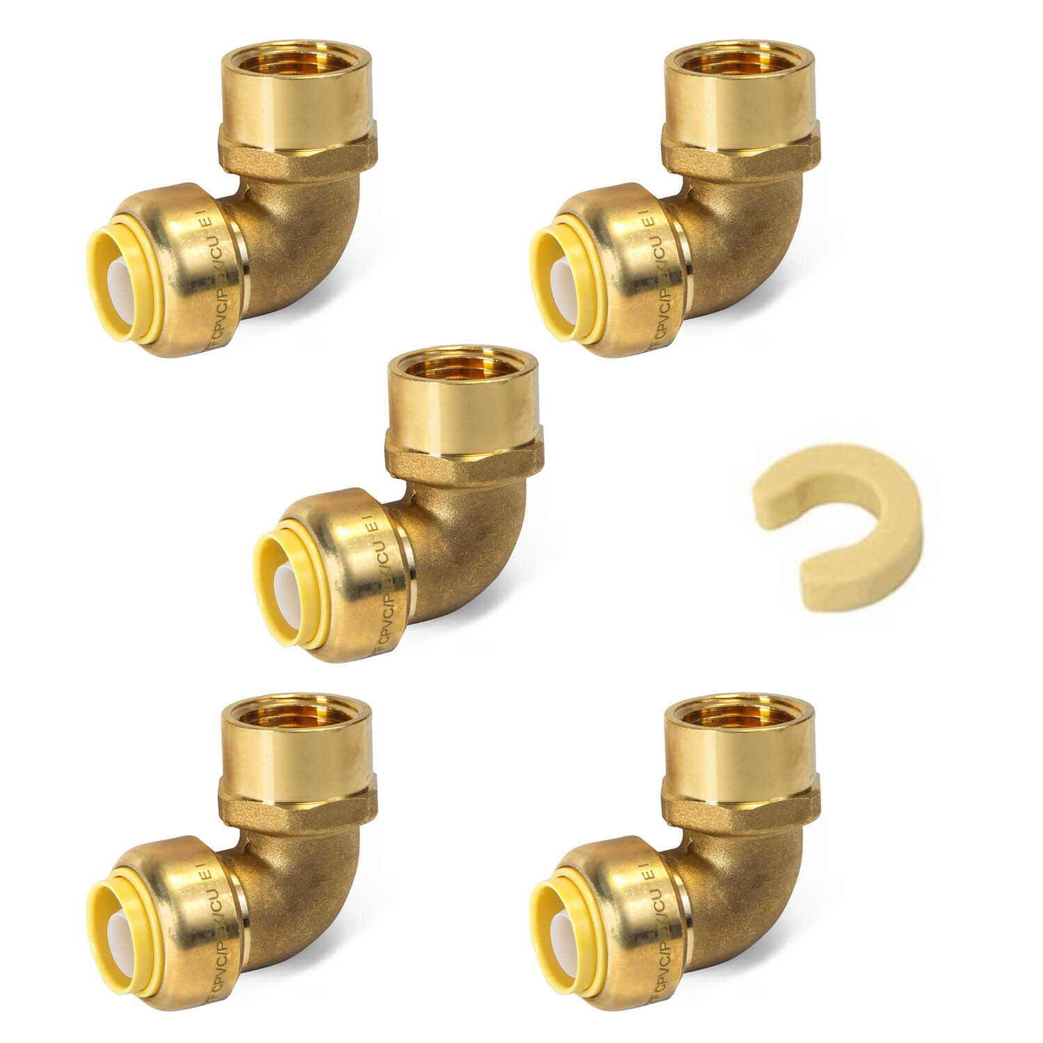EFIELD 5 PCS PUSH FIT 1/2″X 1/2″ FEMALE NPT ELBOW FITTINGS-LEAD FREE