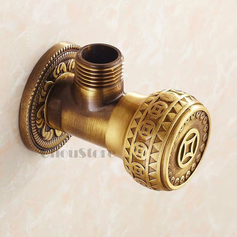 Solid Antique Round Triangle Faucet Valve Bathroom Water Stop Check Valves NEW