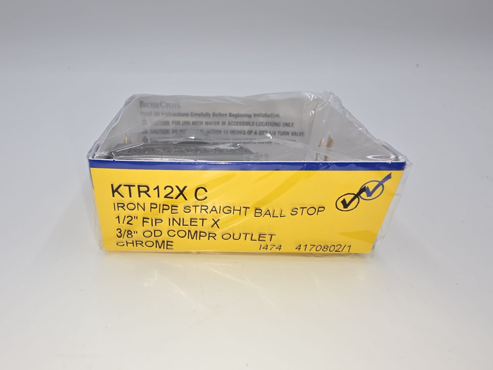 Brasscraft KTR12X C 1/2″ FIP x 3/8″ OD Compression 1/4-Turn Straight Chrome