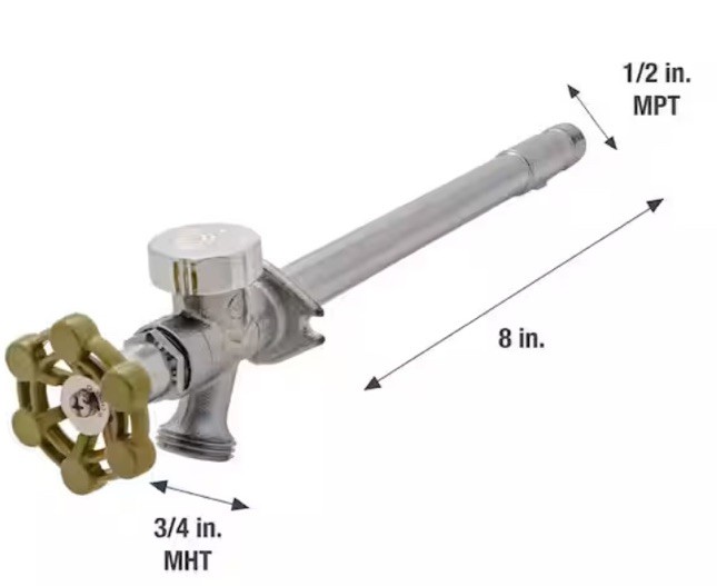 Lot of 6 Everbilt 1/2 in x 8 in Brass Anti-Siphon Frost Free Sillcock Valve