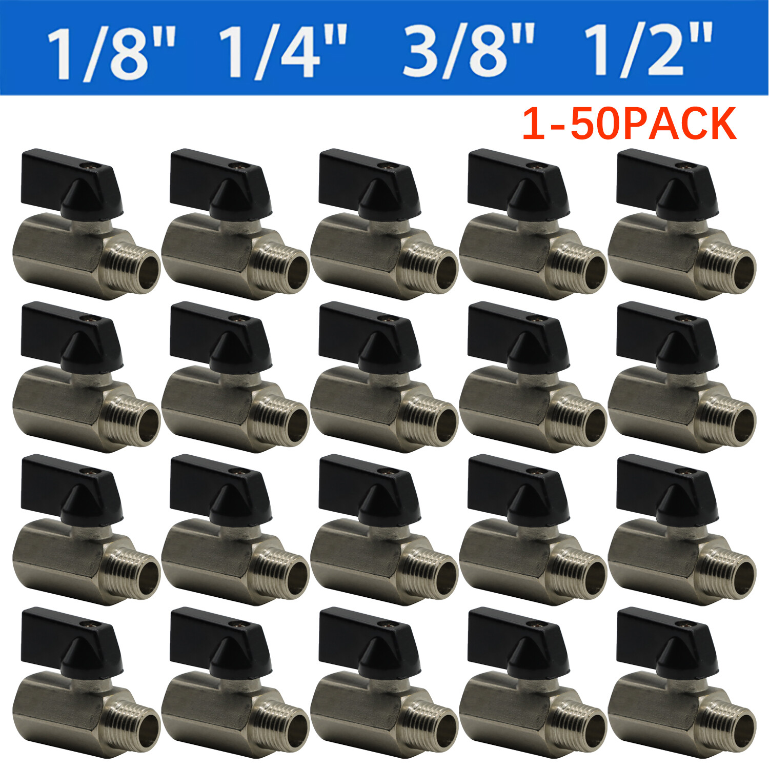 1-50PCS Air Compressor Mini Brass Ball Valve 1/8″ 1/4″ 3/8″ 1/2″Bsp Male/Female