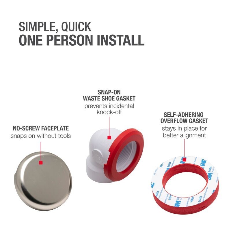OATEY HDC9898 Touch Toe Sch. 40 PVC Bath Waste Half Drain Kit in Brushed Nickel