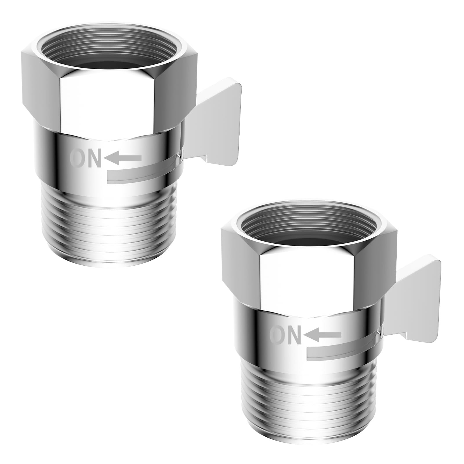 All Metal 2 Pack Shower Head Flow Control Valve, G1/2 Brass Shut-off Valve wi…