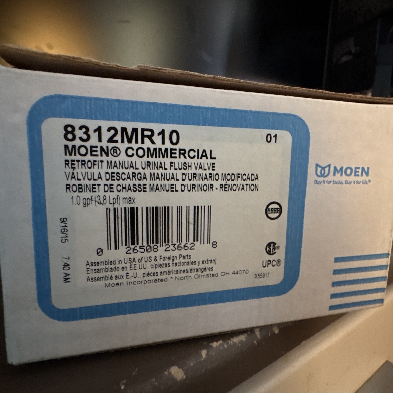 Moen Manual Retrofit Urinal Flush Valve 1.0 GPF Brass Round 8312MR10