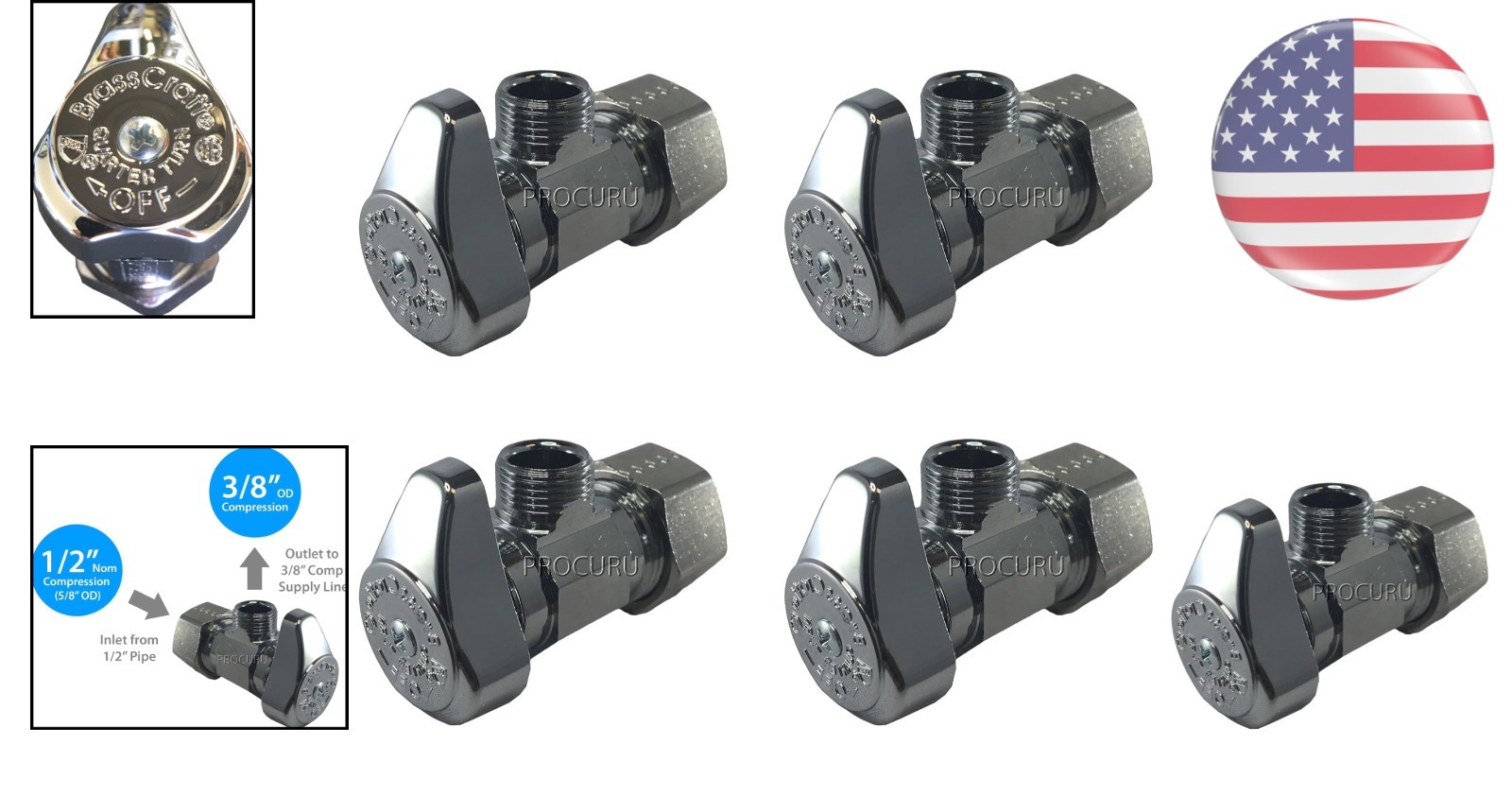 Convenient 4-Pack of Chrome-Plated 1/4-Turn Angle Stop Valves – Reliable & Safe