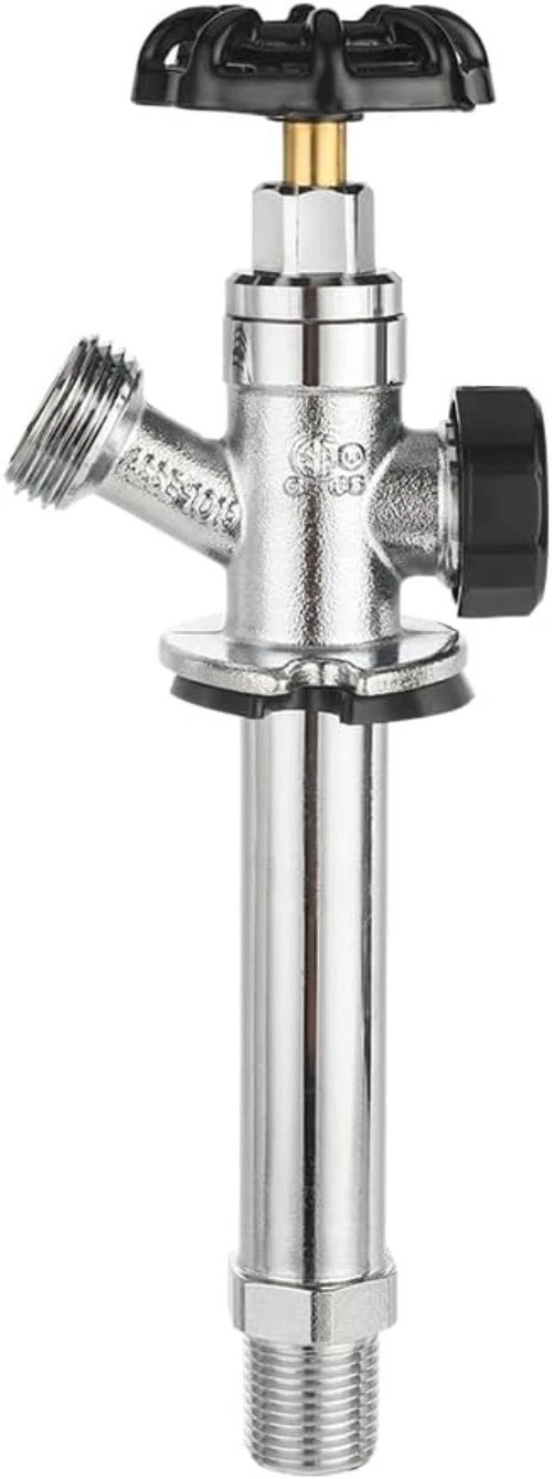 4-inch Anti-Siphon Frost Free Sillcock 1/2″ MIP X 3/4″ Hose Bibb, Chrome Plat…