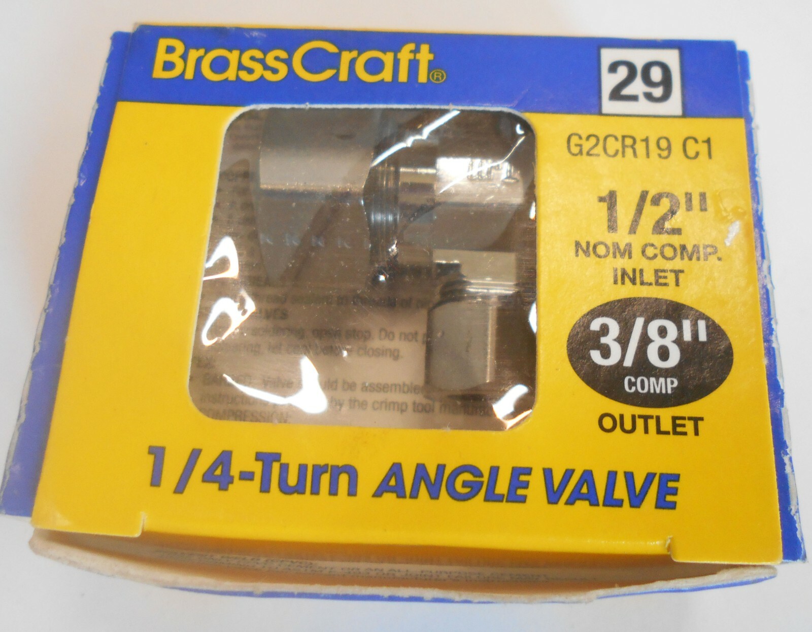 BrassCraft G2CR19X C1 1/2 in. NOM Comp Inlet x 3/8 in. OD 1/4 Turn Angle Valve