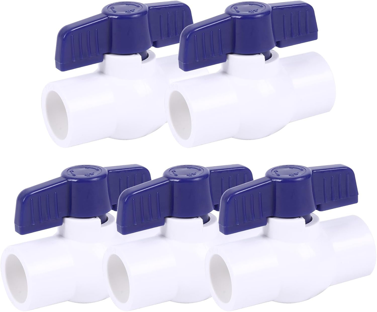 5 Pack PVC Ball Valve 1/2″ Slip, SCH40 Water Pipe Shut-Off Valve, T Handle Plast