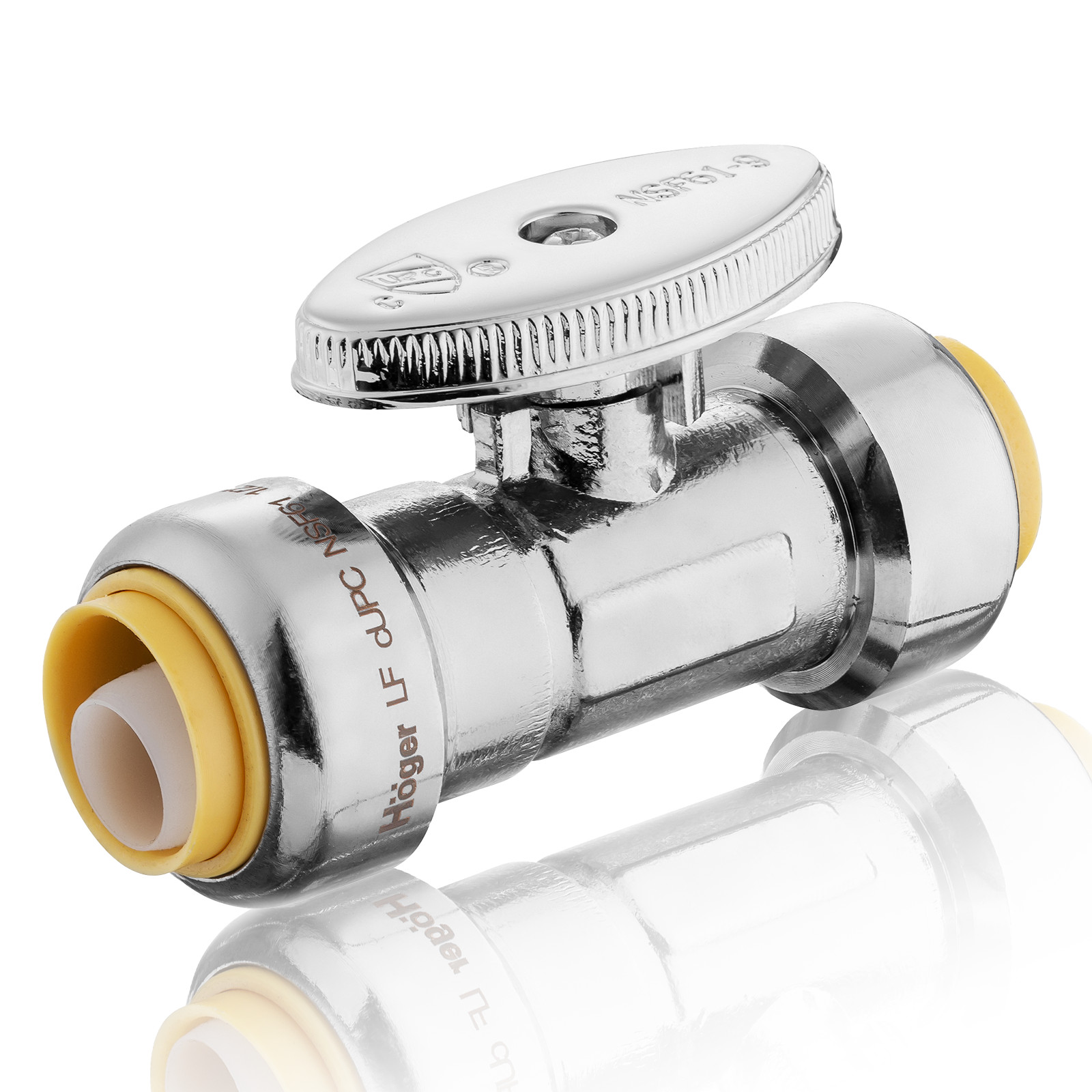 EFIELD 1/2″ Push x 1/2″ Chrome With Clip 1/4 Turn Straight Stop Push-Fit Valves